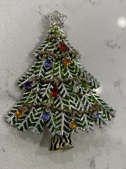 AVON Christmas Tree Collectible Rhinestone Pin Brooch 2008 5th Annual Large Tree