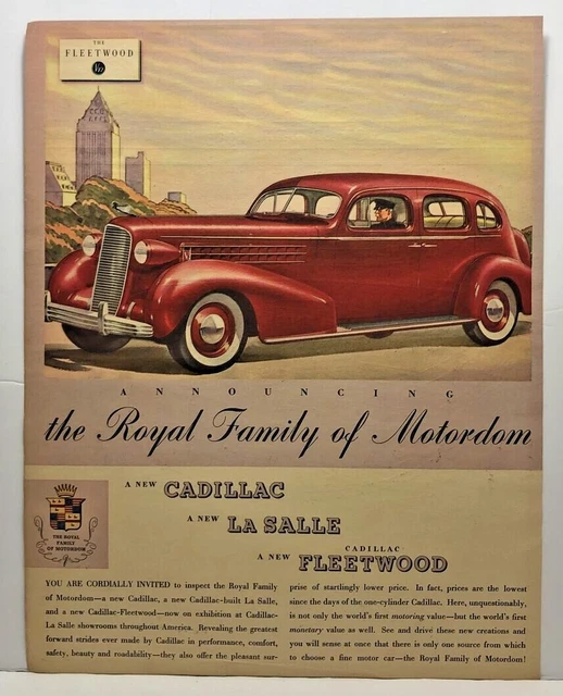1935 Vintage CADILLAC FLEETWOOD Magazine Automobile Print Ad - Full Page Color
