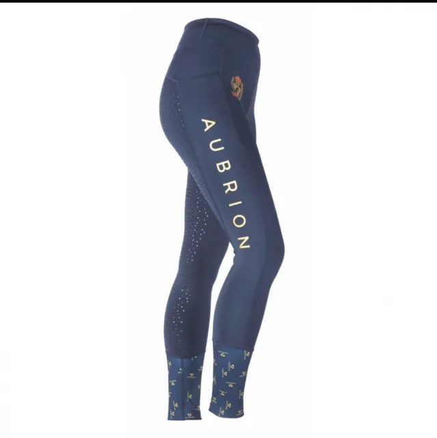 Shires, Aubrion Team Rhythm Young Rider Riding Tights - Navy Blue, Size 14, Larg