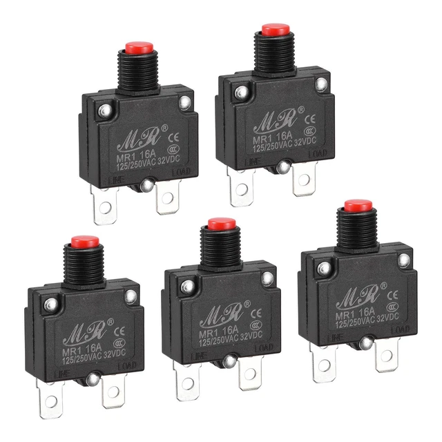 Circuito Sovraccarico Protettore 16A AC125/250V DC32V Premi Pulsante 5pz.