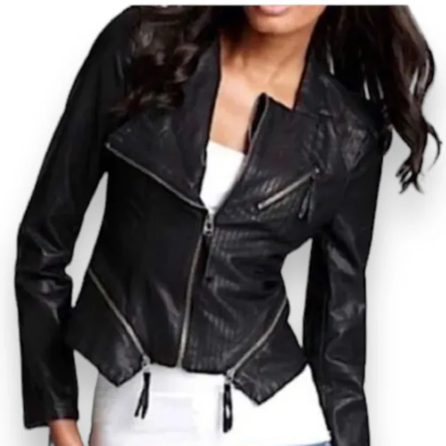 Blank NYC Jacket Women’s Faux Leather Moto Asymmetric Biker Zip Nordstrom XS