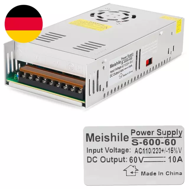 Trafo DC 60V 10A 600W Schalternetzteil 230V AC Auf DC Netzteil 60Volt Transforma