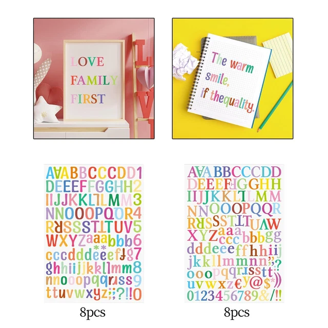 8 Stück Buchstabenaufkleber, die beim Entfernen keine Rückstände