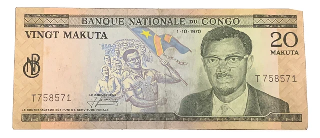 Congo Democratic Republic 20 Makuta 1970 Sold As Is. Please Review Pictures.