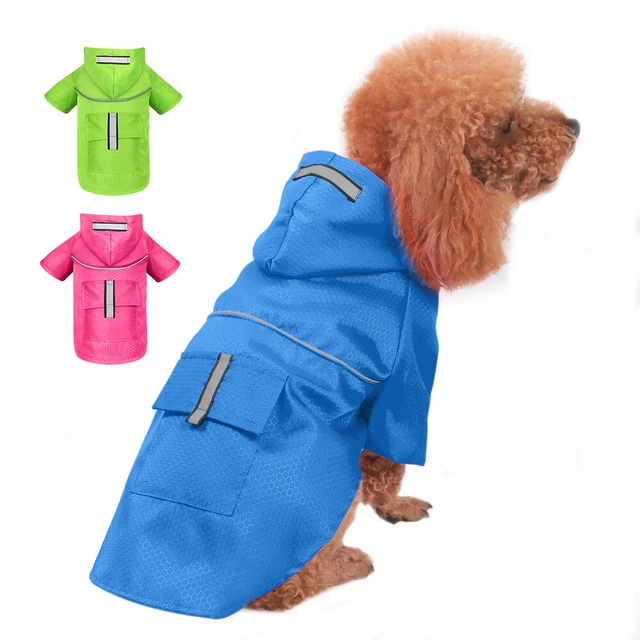 Hunderegenmantel Wasserdicht Regenmantel Regenjacke mit Kapuze Reflektierend