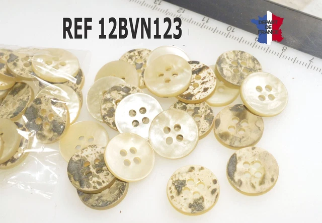 Boutons En Nacre Naturelle - Lot De Boutons Jaunes, Diamètre 1,4 Cm, Fabriqués En France