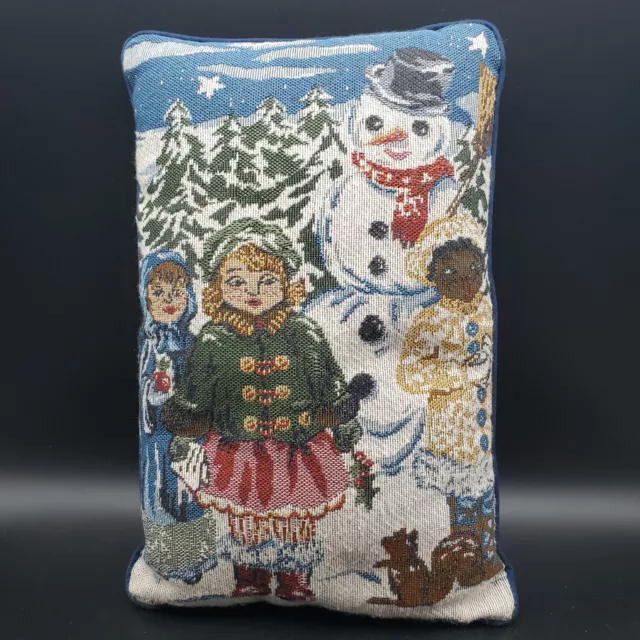 "Invierno muñeco de nieve niños almohada de tapiz decorativa con acento ~ 12"" x 8"