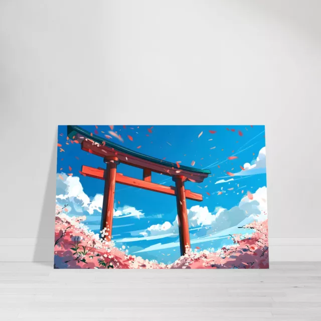 Acrylglasbild Japanisches Torii Leinwand Garten Style Tor Pop Art Wandbild Bunt