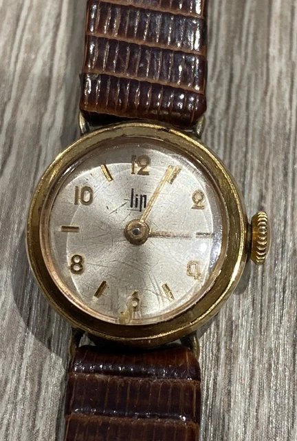 Montre Bracelet Femme Vintage LIP - Plaqué Or - Années 60 - Remontage Manuel - Etat Neuf D'époque