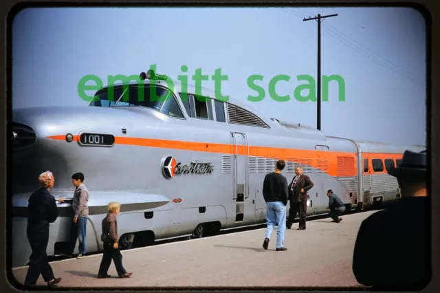 Original Slide, GM Aerotrain with Locomotive #1001, 1950s