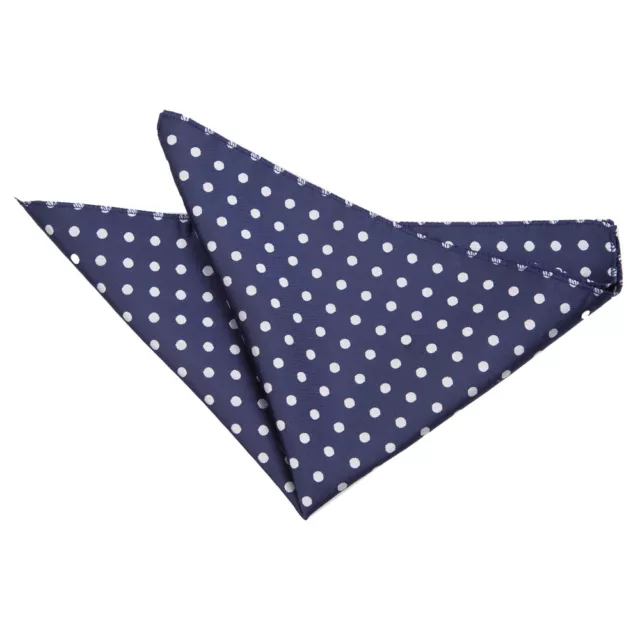 Navy Blue Handkerchief Hanky Woven Classic Polka Dot Mens Accessory by DQT