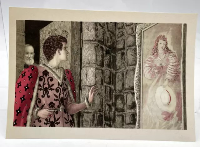 Clipping ritaglio illustrazione di Davanzo fiaba Il fedele Giovanni anni 50