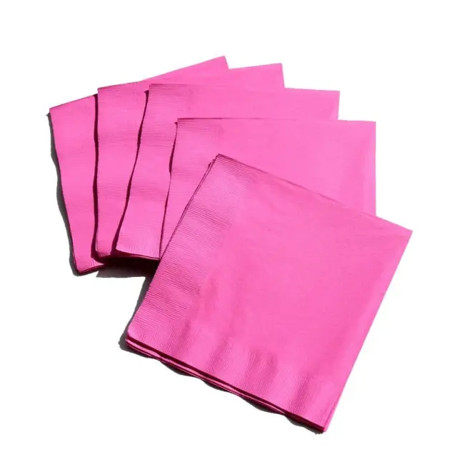 100Pcs Paper Napkins 2Ply Tissue Plain Hot Pink Serviettes Party Tableware 33cm