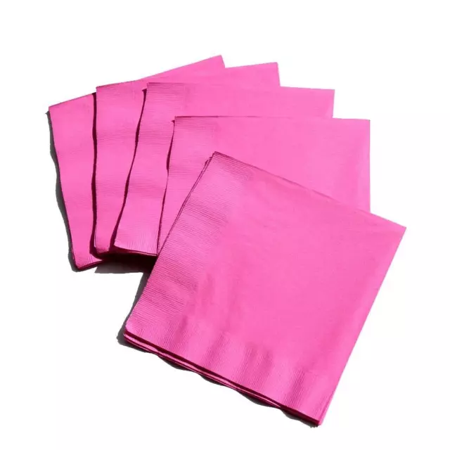 100Pcs Paper Napkins 2Ply Tissue Plain Hot Pink Serviettes Party Tableware 33cm