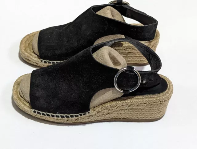 Rag & Bone Calla Womens Leather Espadrille Wedge Sandal In Black Sz 38EU 8 US 2
