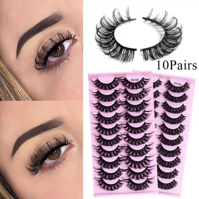 - 10 paia strisce stile russo ciglia DD riccioli visone falso pieno all'attracco D