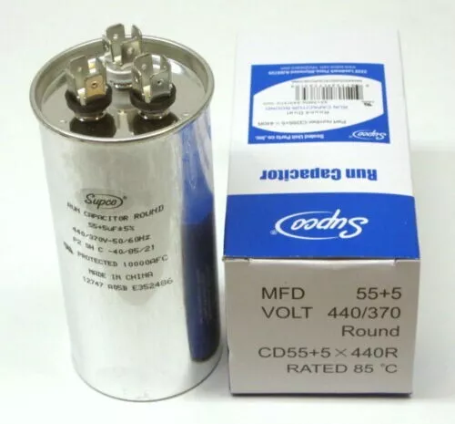 Supco Capacitor Round Dual Run 55 + 5 MFD x 440 Volt