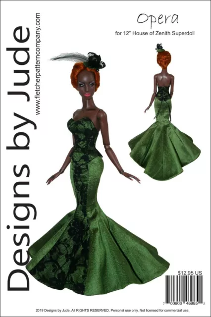 Opera Skirt & Bustier Clothes Sewing Pattern for 12" House of Zenith Superdoll