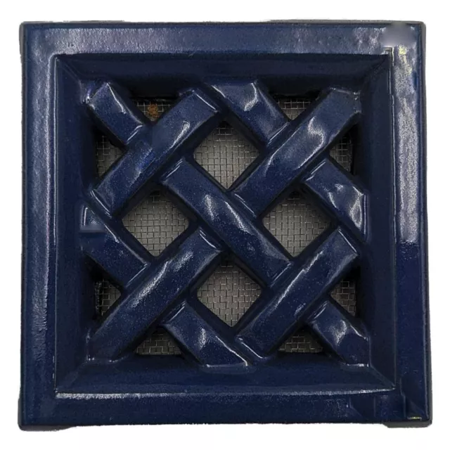 Grille d'aération Claustra terre cuite - 12x12 cm (Emaillée Bleu)