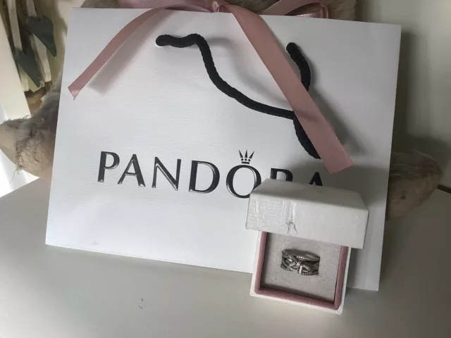 Pandora sparkling ribbon and bow ring store