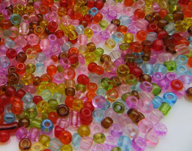 30g Sz8/0 Colourful Glass Seed Beads 3mm Mixed Transparent