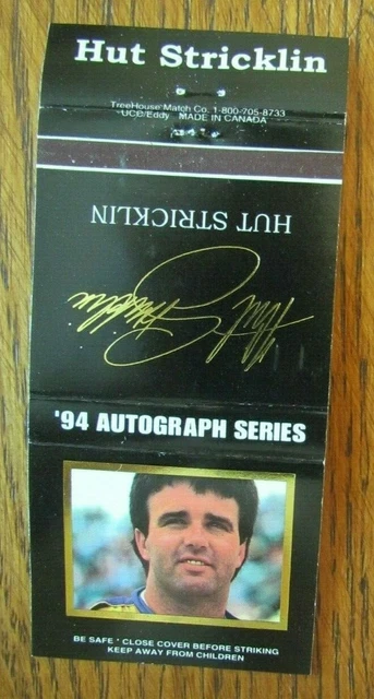Nascar Racing Car Driver Hut Stricklin Matchbook Cover Empty 1994 Matchcover -D4