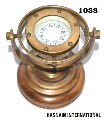Antique brass nautical gimbals compass vintage ship's Compass..Gamble Compass ..