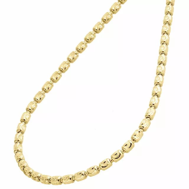 Real 10K Yellow Gold Diamond Cut Barrel Necklace Chain 3MM 22" 22 Inch Mens