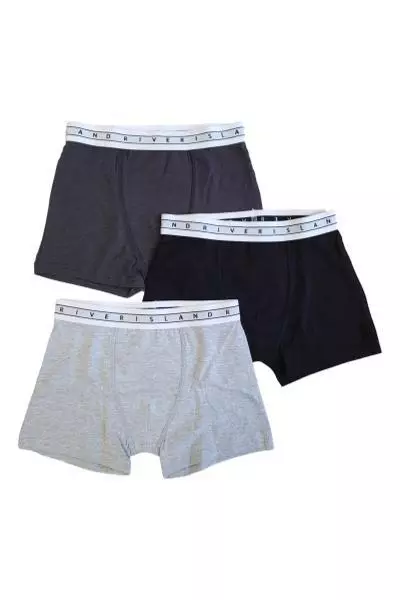 Pantaloncini River Island ragazzi pugili pantaloni biancheria intima confezione da 3 bambini bambini RI casual