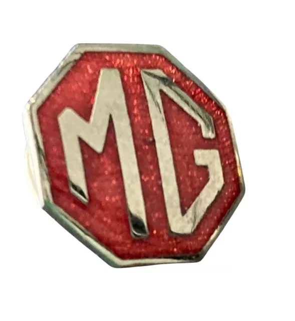 Vintage 1970's/1980's Pin Back MG 1/2" Logo Red/Silver UK British Sports Car