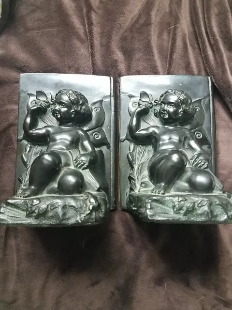 Ronson Antique Fairy Bronze Bookends Set 1920s Make Offer Now