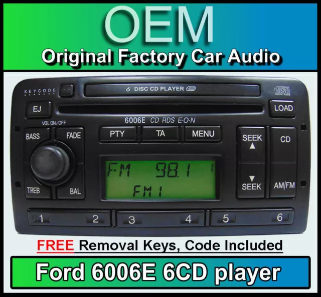 Ford Focus 6 Disc changer radio, Ford 6006 6 CD player car stereo + keys & code