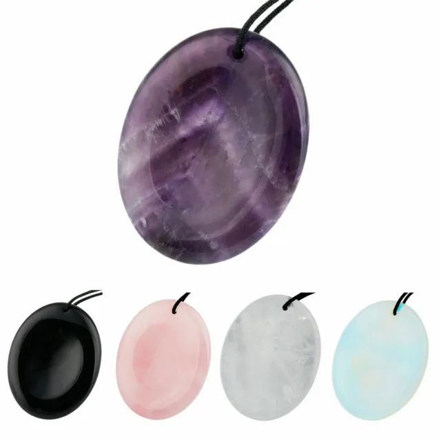 Thumb Palm Worry Stone Pocket Crystals Pendant Fit Necklace Healing Meditation