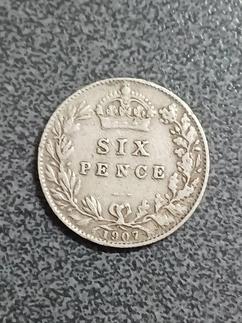 1907 Edward VII Sixpence 6d Silver Coin in Good Collectable Condition