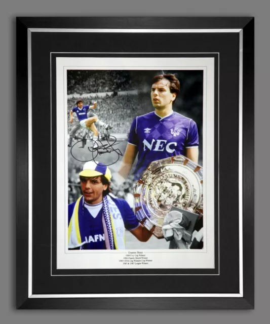 Graeme Sharp Everton Fc Signed And Framed 12x16 Football  Montage