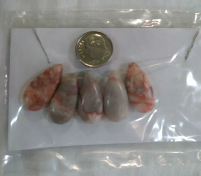 Lot of 3 Different  Redline Marble  Gemstone Focal Pendant Bead Sets 3