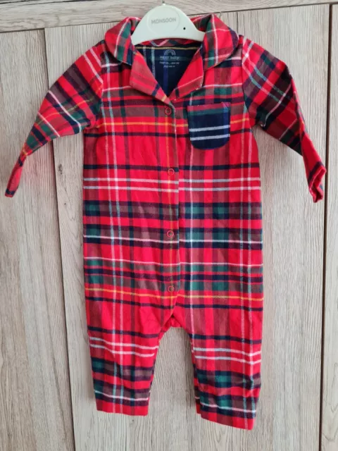 3-6mths Baby christmas Xmas Red  PJ'S ALL IN ONE SLEEPSUIT TARTAN CHECKED NEXT