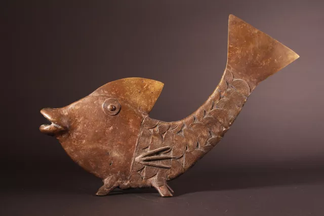 13042 Size Bobo Bronze Figure Fish Burkina Faso Lost Form 2,2kg 2