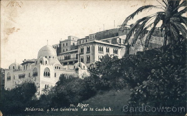 Algeria Algiers Medersa & Vue Generale de la Casbah Postcard Vintage Post Card
