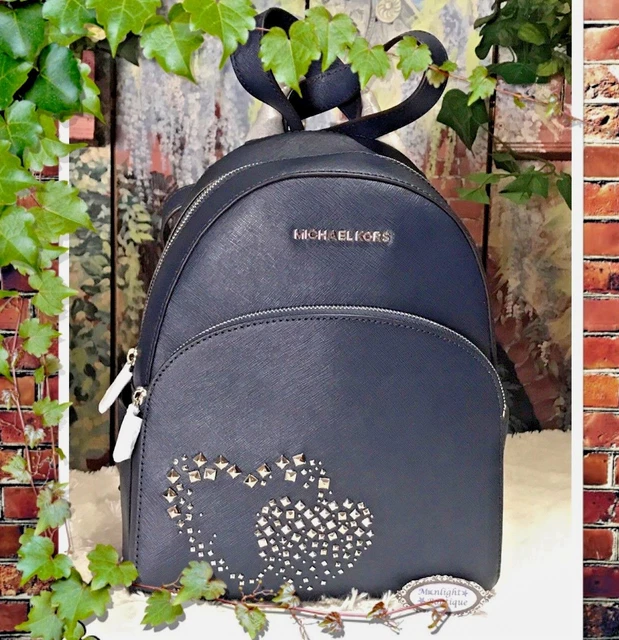 NWT MICHAEL KORS ABBEY MEDIUM HEART STUDDED Backpack In NAVY  display picture 2