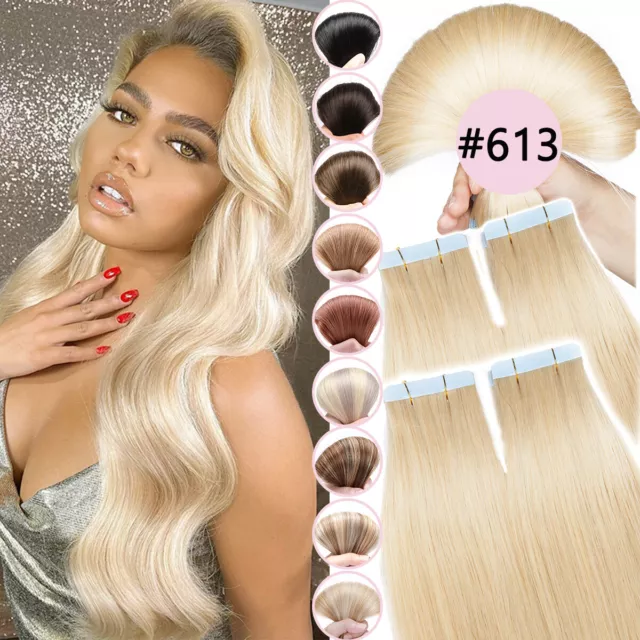 120G Tape In 100% Remy Echthaar Extensions DICK Haarverlängerung 10/20/40/60PCS