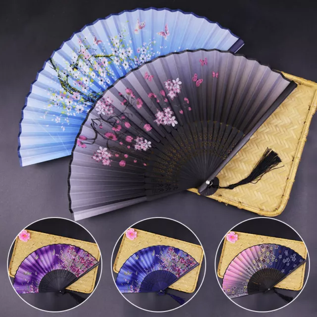 Chinese Style Folding Fan Silk Cloth Hand Held Dance Fans Wedding Party Gift AU