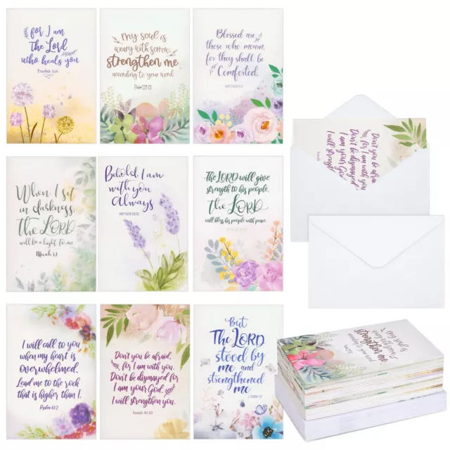 36 Pcs Religious Sympathy Cards with Envelopes for Funeral (Watercolor Floral)