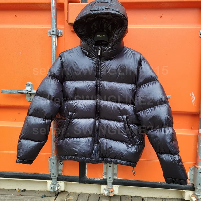 ZARA 100% FEATHER FILL Down PUFFER JACKET Winter Coat Shiny Black