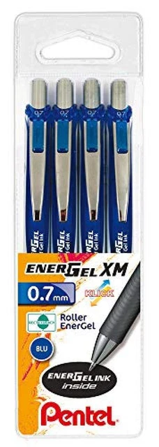 (TG. 4 pz) Pentel BL77 Energel XM scatto 0,7mm blu taschina 4 pz - NUOVO