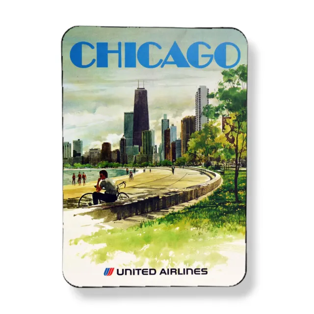 Chicago Magnet Vintage Airline Travel Poster Art Print Sublimated 3"x4"