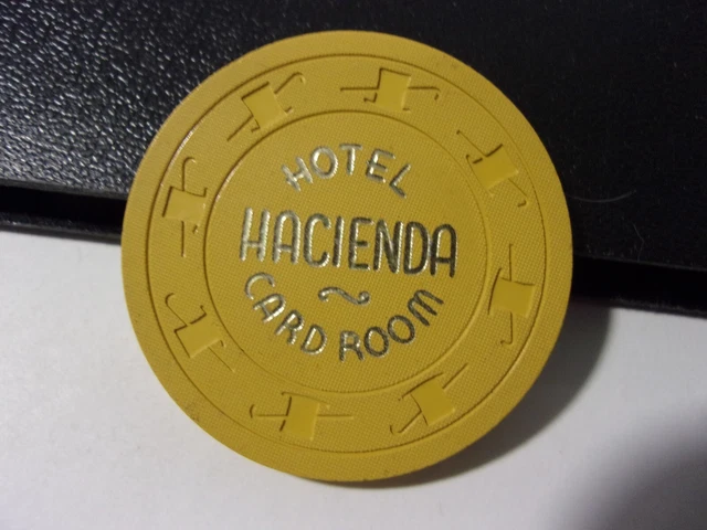 HACIENDA HOTEL CARD ROOM 25¢ hotel casino gaming poker chip - Las Vegas, NV