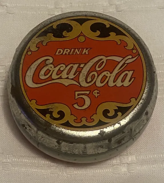 Coca Cola Vintage Drink Coca Cola 5 Cents Bottle Cap Tin 1997 3.5” x 1.75”