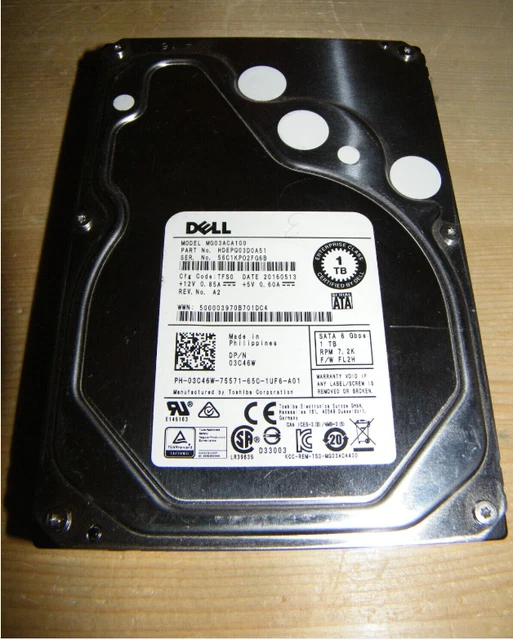 (DELL) TOSHIBA de 1To réf : MG03ACA100 état NEUF (utilisation 7h) formater