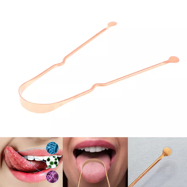 1 pieza Limpiador de lengua de cobre puro raspador de lengua de cobre Herramientas de limpieza oral MG SN❤